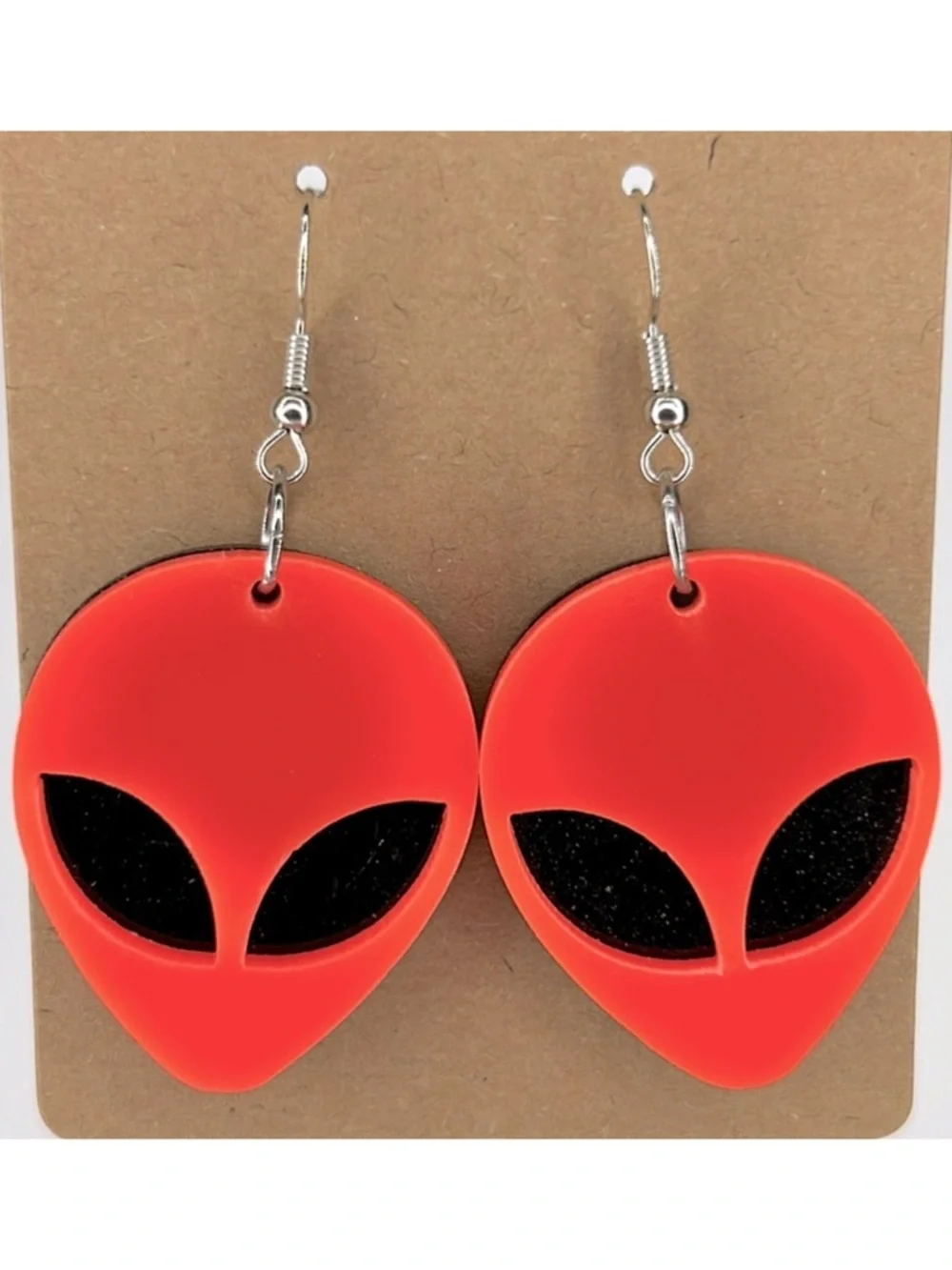Neon Orange Alien Earrings Cute Acrylic Fashion Jewelry